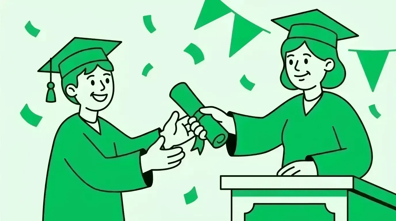 student receiving diploma